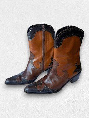 Stuart Weitzman Western Leather Mid-calf Cowboy Boots Size 6.5